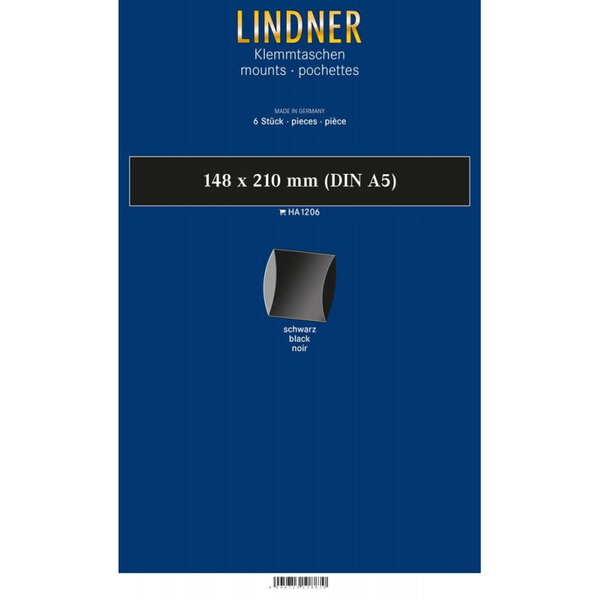 Bandes double soudure 148 x 210 mm pour blocs de timbres. Fond - Noir