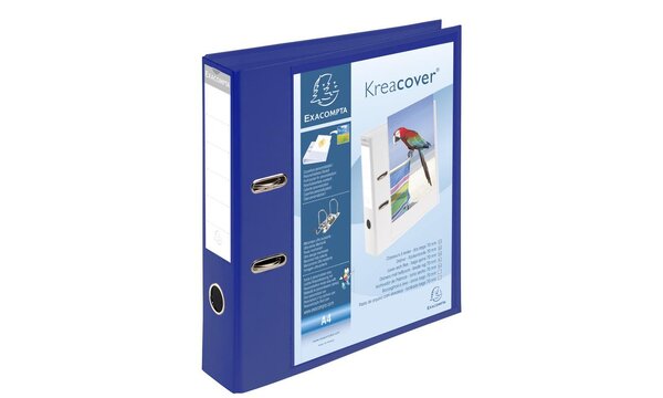 Classeur à Levier Prem'Touch Dos 70mm Rembordé 1 pochette extérieure A4 Bleu EXACOMPTA