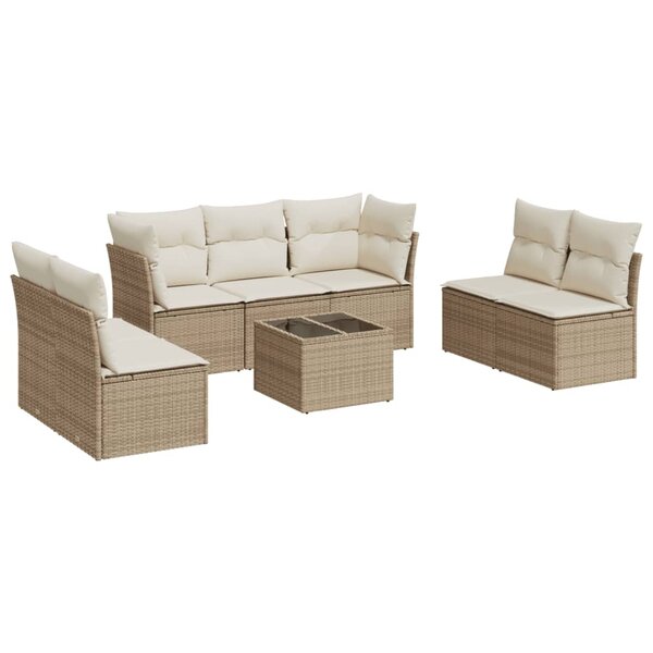 vidaXL Salon de jardin avec coussins 8 Pièces beige résine tressée