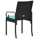 vidaXL Chaises de jardin 4 Pièces Noir et turquoise Poly Rattan et Acacia