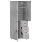 vidaXL Buffet haut Gris béton 69 5x34x180 cm Bois d'ingénierie