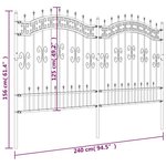 vidaXL Clôture de jardin avec sommet de lance Noir 165 cm