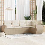 vidaXL Salon de jardin avec coussins 5 Pièces beige résine tressée