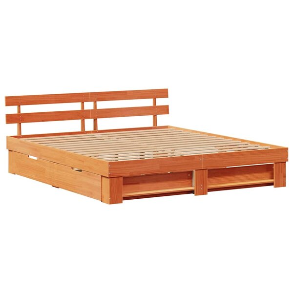 vidaXL Cadre de lit Marron cire 200 x 200 cm Bois massif en pin
