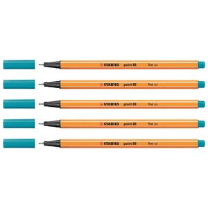 Stylo-Feutre POINT 88 Pointe Fine 0 4 mm bleu clair x 5 STABILO