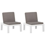 vidaXL Chaises de salon de jardin et coussins lot de 2 Plastique Blanc