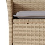 vidaXL Ensemble à manger de jardin et coussins 3 Pièces beige rotin verre