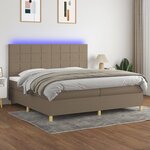 vidaXL Sommier à lattes de lit et matelas et LED Taupe 200x200cm Tissu