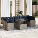 vidaXL Salon de jardin avec coussins 8 Pièces gris résine tressée acacia