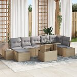 vidaXL Ensemble de canapé de jardin 8 pièces avec coussins Beige en poly rotin