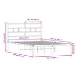 vidaXL Cadre de lit en métal sans matelas chêne fumé 160x200 cm