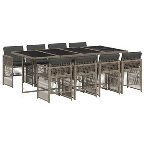 vidaXL Ensemble à manger de jardin 9 Pièces coussins gris résine tressée
