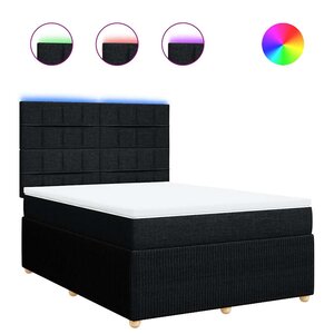 vidaXL Sommier à lattes de lit avec matelas Noir 140x200 cm Tissu