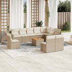 vidaXL Salon de jardin 11 Pièces avec coussins beige résine tressée