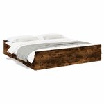 vidaXL Cadre de lit avec tiroirs sans matelas chêne fumé 200x200 cm
