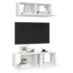 vidaXL Ensemble de meubles TV 2 Pièces Blanc Bois d'ingénierie