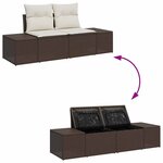 vidaXL Ensemble de canapé de jardin avec coussin 7 Pièces Marron  Crème