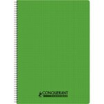 Cahier spirale 100 pages 5x5 90 g avec couverture polypropylène assortie  format 21 x 29 7 cm CONQUERANT