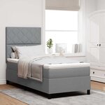vidaXL Lit à ressorts avec matelas Gris clair 100 x 200 cm tissu