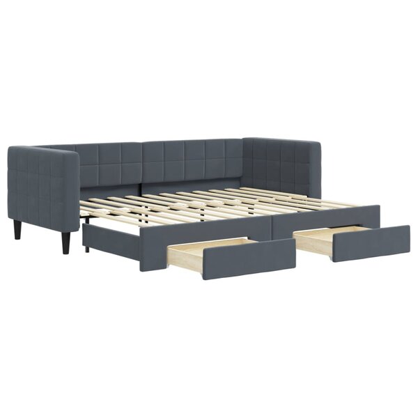 vidaXL Lit de jour avec gigogne et tiroirs sans matelas 80x200 cm