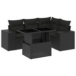 vidaXL Salon de jardin 5 Pièces avec coussins noir résine tressée