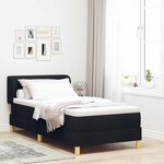 Lit box spring en tissu noir avec matelas 100x200 cm