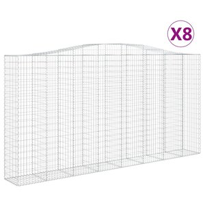 vidaXL Paniers à gabions arqués 8 Pièces 400x50x200/220 cm Fer galvanisé