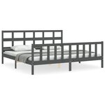 vidaXL Cadre de lit sans matelas gris 200x200 cm bois massif de pin