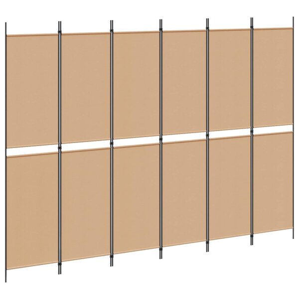 vidaXL Paravent à 6 panneaux Beige 300 x 220 cm Tissu