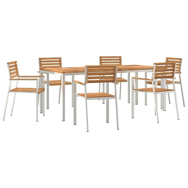 Ensemble de jardin 7 pièces vidaXL en bois massif et teck