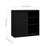 Armoire de bureau avec porte coulissante 90 x 40 x 90 cm robuste et sécurisée design moderne en acier noir 02_0046812