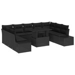 vidaXL Ensemble de canapé de jardin 10 Pièces Noir Poly rotin