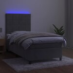 vidaXL Sommier à lattes de lit et matelas et LED Gris clair 90x200 cm