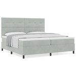 Lit Box Spring avec Matelas gris clair 200x200 cm en Velours