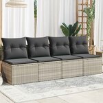vidaXL Canapé de jardin et coussins 4 places gris clair résine tressée