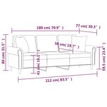 vidaXL Canapé 3 places avec oreillers décoratifs rose 180 cm velours