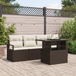 Ensemble de canapé de jardin 5 pièces avec coussins en poly rotin marron vidaXL