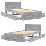 vidaXL Cadre de lit et tête de lit sans matelas sonoma gris 90x200 cm