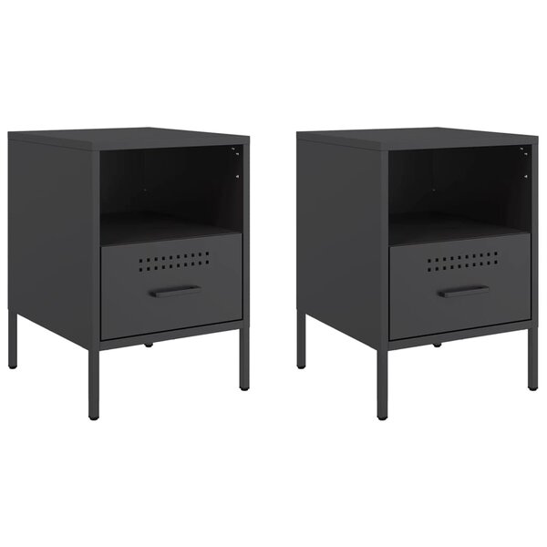 vidaXL Tables de chevet 2 Pièces noir 36x39x50 5 cm acier