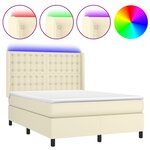 vidaXL Sommier à lattes de lit matelas LED Crème 140x200 cm Similicuir