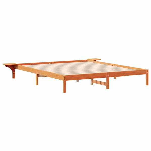vidaXL Cadre de lit avec tables de chevet Brun cire 200 x 210 cm