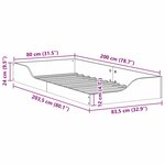 vidaXL Cadre de lit surélevé Marron 80 x 200 cm Bois massif en pin