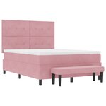 vidaXL Lit à Ressorts avec Matelas & Banc Rose 140x200 cm Velours
