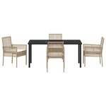 vidaXL Ensemble de salle à manger de jardin 5 pièces avec coussins Beige Poly Rattan