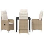 vidaXL Set de salle à manger de jardin 5 pièces avec coussins Beige Poly Rattan