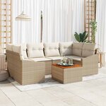 vidaXL Ensemble de canapé de jardin 7 Pièces Beige et blanc