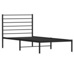vidaXL Cadre de lit métal avec tête de lit noir 100x190 cm