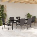 vidaXL Ensemble de salle à manger pour jardin 7 Pièces Marron