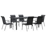 vidaXL Ensemble à manger de jardin 7 Pièces noir textilène et acier