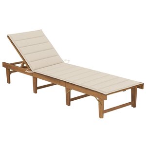 vidaXL Chaise longue pliable avec coussin Bois d'acacia solide